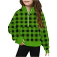 thumbnail image 1 of Nskgu Girls Half Zipper Sweatshirts Cute Trendy Fall Pullover Crop Tops for Teen Girls Plaid Long Sleeve Sweater Clothes Thumb Hole Preppy Clothes, 1 of 4