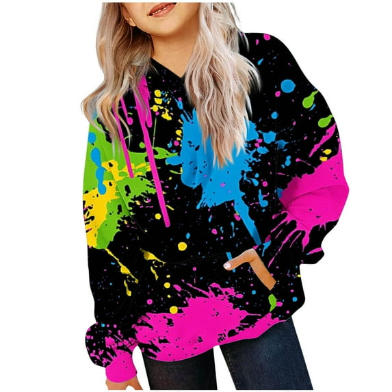 Nskgu Girls Hoodies Cute Hoodies for Girls Oversized Long Sleeve Gradient Drawstring Hooded Sweatshirt Teen Girls Pullover Tops