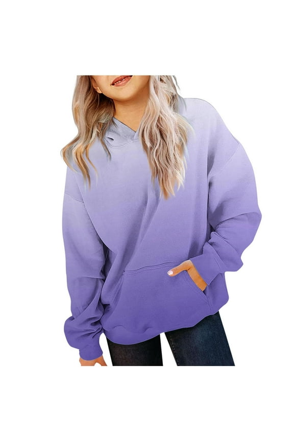 Girls Hoodies Cute Hoodies for Teen Girls Trendy Preppy Hooded Sweatshirts Oversized Long Sleeve Shirts Gradient Clothes for Girls