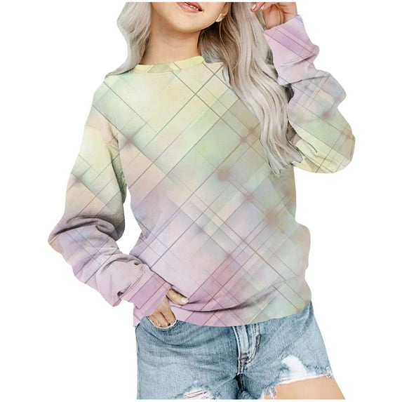 Nskgu Girls Sweatshirt Tie Dye Pullover Long Sleeve Shirt Cute Fashion Fall Clothes for Girls Sweatshirts Clothes for Kids
