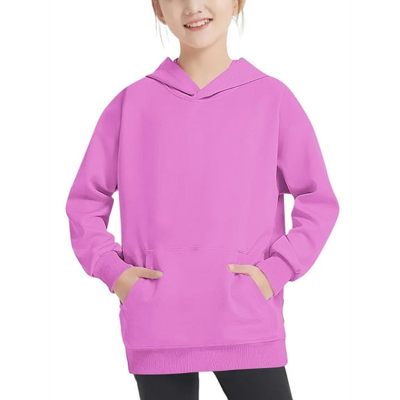 Nskgu Kids Girls Pullover Hoodies Cute Solid Color Printed Hooded Sweatshirts with Pockets Girls Fashion Girls Sweatshirts Hoodies for Girls