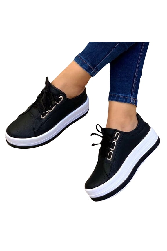 SuoKom Sneakers for Women, Casual Round Toe Thick Sole Lightweight Lace-up Shoes Walking Running Sports Shoes Slip On Sneakers, Women's Fashion Sneakers