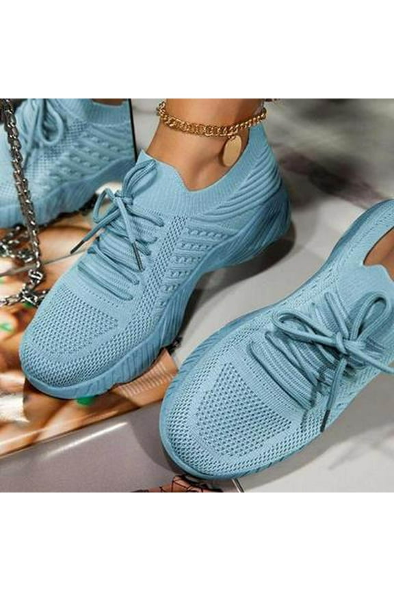SuoKom Sneakers for Women, Plus Size Casual Mesh Breathable Lacing Thick Soled Shoes Walk Running Sports Shoes Slip On Sneakers, Women's Fashion Sneakers