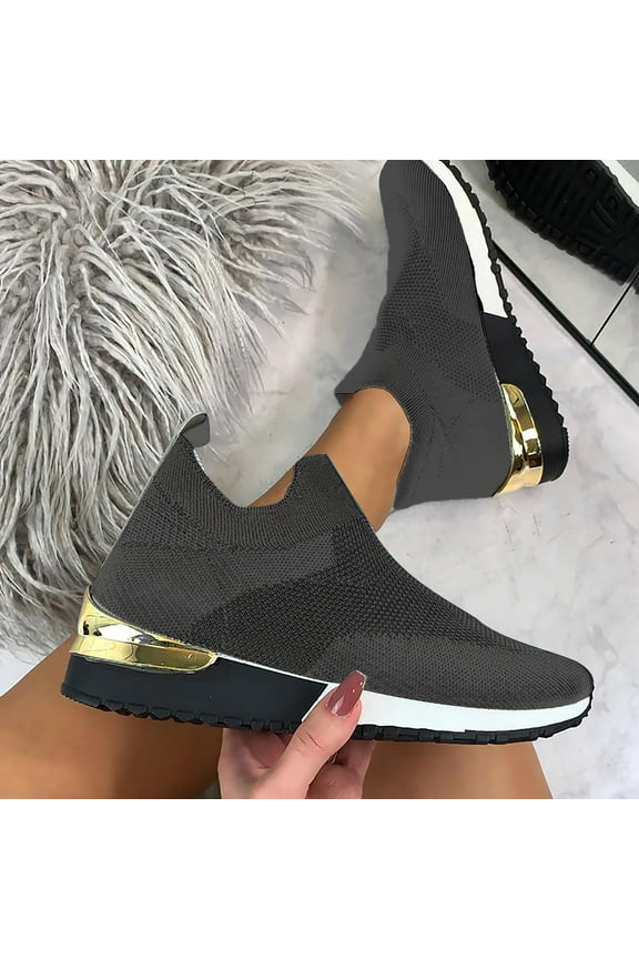 Sneakers for Women, Plus Size Casual Stretch Cloth Breathable Solid Flat Bottom Shoes Walking Running Sports Shoes Slip On Sneakers, Summer Women's Fashion Sneakers