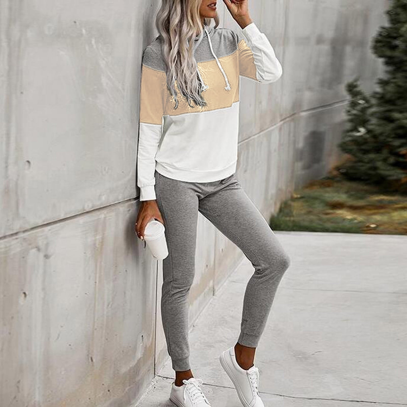Women Home Simple Commuter Pants Suit Winter New Tie-dye Long Sleeve O-neck  T-shirt With Comfortable Leggings