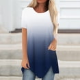 thumbnail image 1 of Winter Savings Clearance! SuoKom Womens Tops, Women Plus Size Button Printed Round Neck Short Sleeve Irregular T-shirt Blouse Tops, Summer Fall Womens Basic Tunic Tops Blouses Tees, 1 of 5