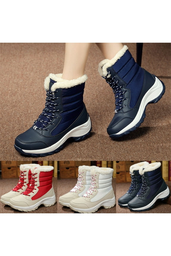 Boots for Women, Eva Thick-soled Women's Shoes Snow Boots High-top Plus Velvet Warm Cotton Shoes Winter Snow Boots for Women Beige