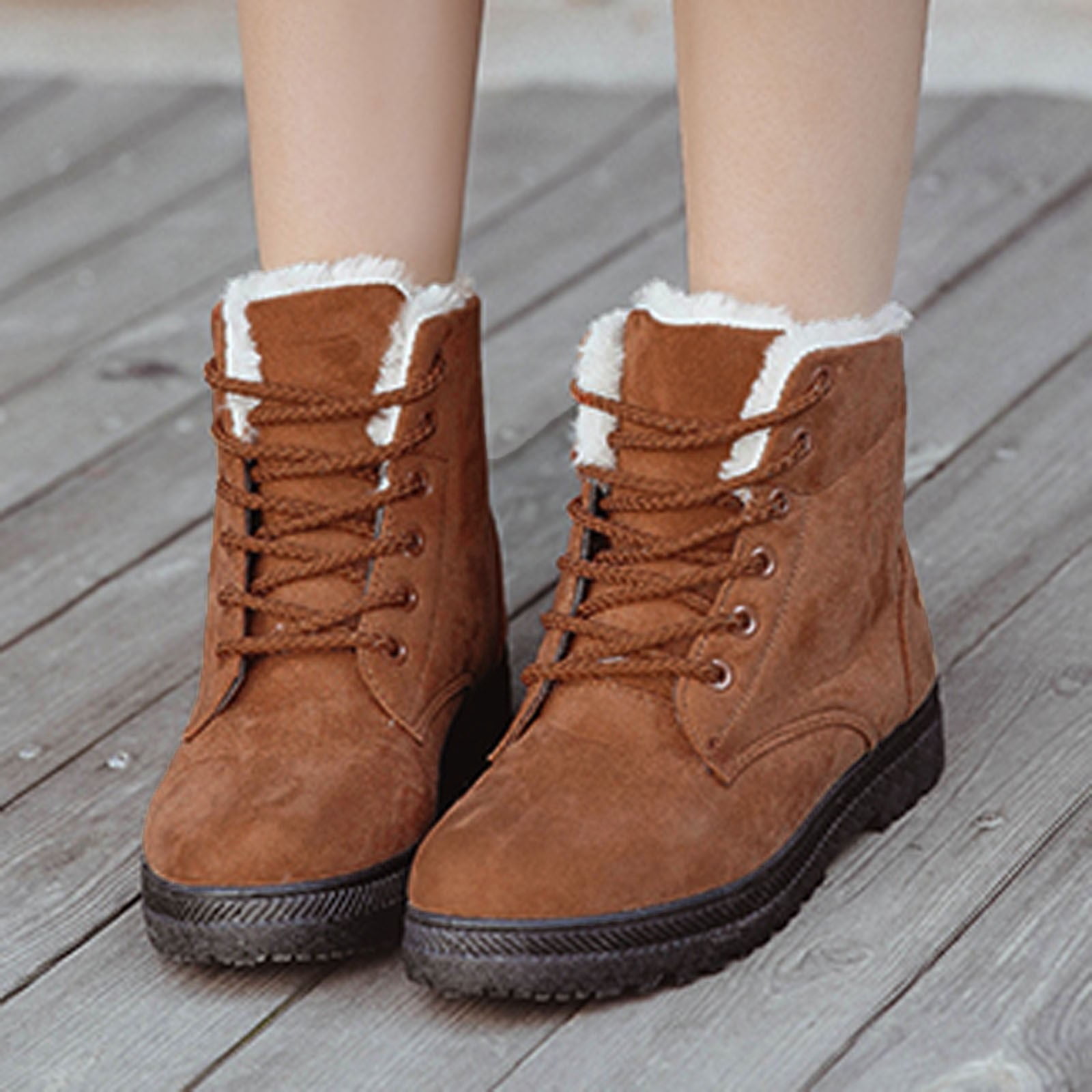 Suokom Boots for Women, Snow Boots Flat-Heel Autumn And Winter Plus ...