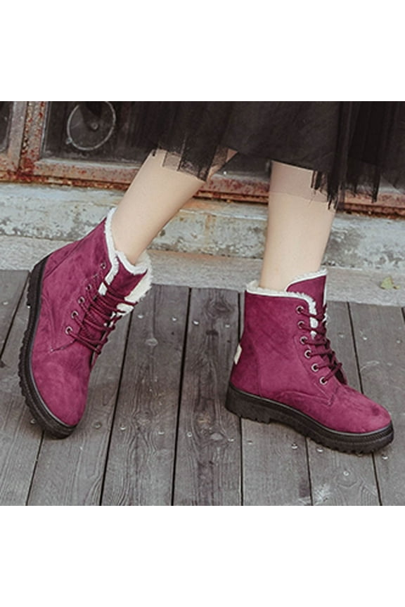 Boots for Women, Snow Boots Flat-Heel Autumn And Winter Plus Size Cotton Short Women's Boots Winter Snow Boots for Women Red