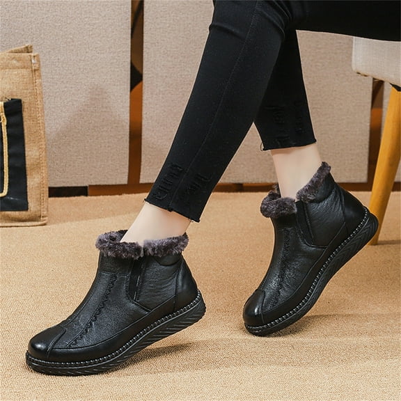 Suokom Boots for Women, Winter Plus Velvet Snow Boots Women's Short Boots Warm And Thick Waterproof Women's Shoes Winter Snow Boots for Women Black