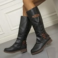 thumbnail image 1 of Suokom Boots for Women, Women Fashion Shoes Retro Western Boots Casual Warm Low Heels Mid-calf Boots Winter Snow Boots for Women Black, 1 of 6