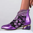 thumbnail image 1 of Suokom Boots for Women, Retro Embroidered Rhinestone Thick Heel Boots Plus Size Boots Shoes Cowboy Boots for Women, 1 of 8