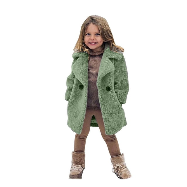 Winter Savings Clearance! Suokom Cute Toddler Kids Girls Fleece Jacket Coat Fall Winter Warm Coat Outerwear Jacket, Baby Sweater Girls' Outerwear Jackets & Coats Green
