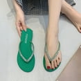 thumbnail image 1 of Suokom Flip Flops for Women, Casual Rhinestone Herringbone Thong Low Heel Slip-on Lightweight Slippers, Slippers Shoes for Women Sandals Women, 1 of 8