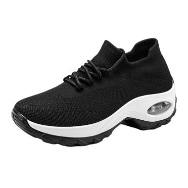 Winter Savings Clearance! Suokom Sneakers for Women, Casual Light Breathable Flying Woven Lacing Socks Sneakers Walk Running Sports Shoes, Women's Fashion Anti-slip Sneakers