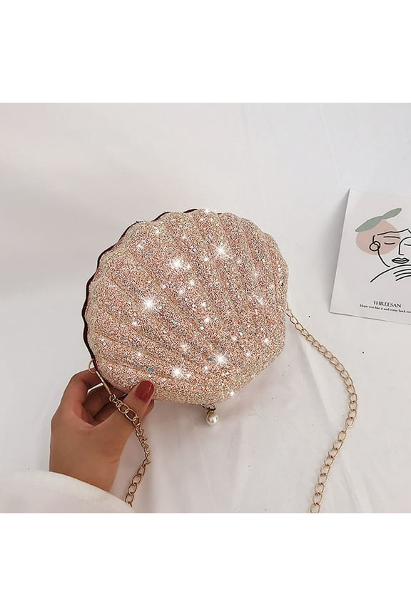 Backpack, Fashion Women' Bag Glittering Shoulder Bag Ladies Chain Bag Shell Bag Casual Handbag