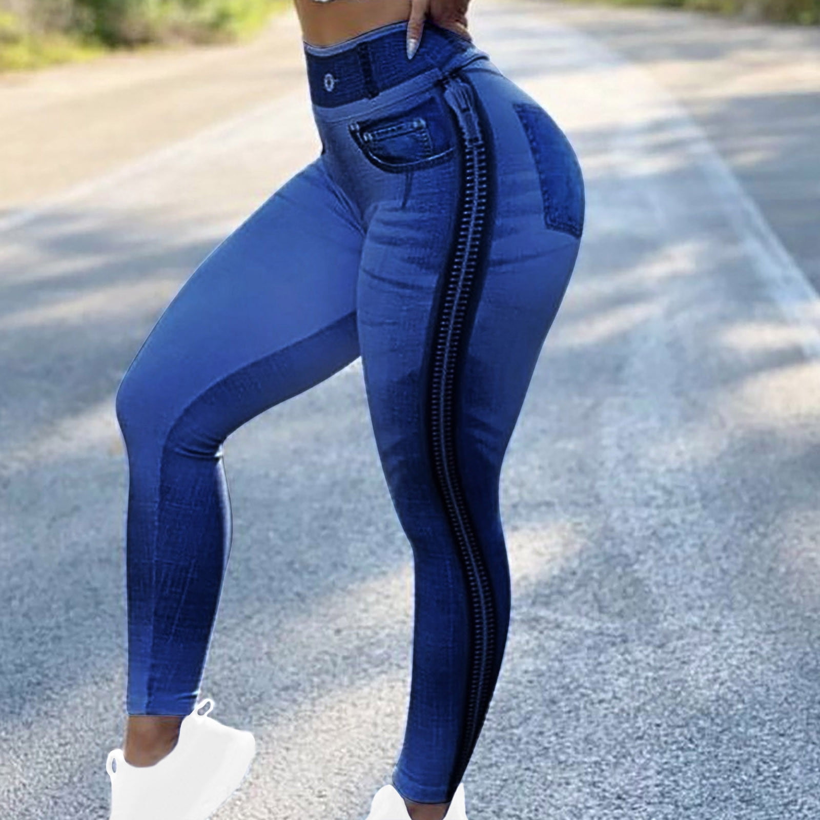 Winter Savings Clearance!YANHAIGONG Denim Print Leggings for Women