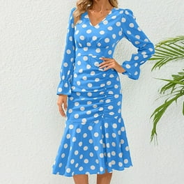 Fashion Elegant Polka Dot Frenulum Slit V Neck A Line Dresses Fashion Elegant Polka Dot Frenulum Slit V Neck A Line Dresses
