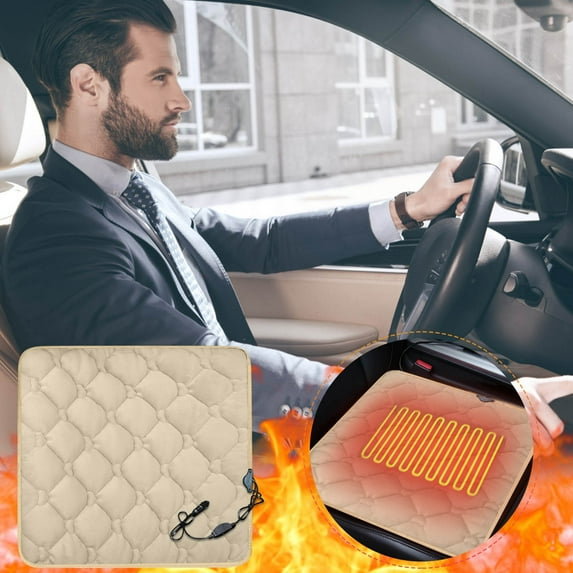 karymi Heated Car Seat Cushion, 12V Portable Car Heating Pad, Heating and Ventilation Function, Office Heated Chair Cushion Chair Pads Home Essentials