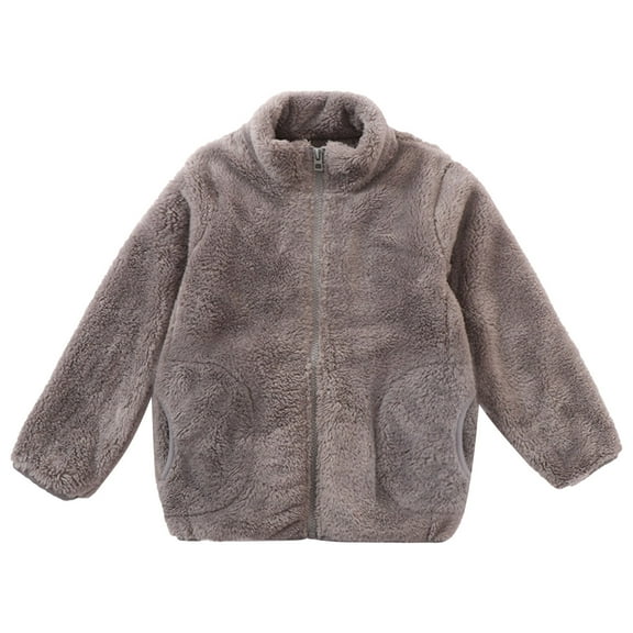 Edvintorg 1-7Years Toddler Kids Baby Boys Girls Winter Coats Fashion Cute Solid Color Windproof Pocket Jackets Plus Keep Warm Coat Children Outerwear with Zipper