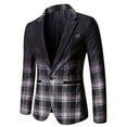 thumbnail image 1 of Edvintorg Men's Dress Party Plaid Patchwork Suit Jacket Notched Lapel Slim Fit One Button Stylish Blazer Autumn Winter Coat Outerwear, 1 of 3