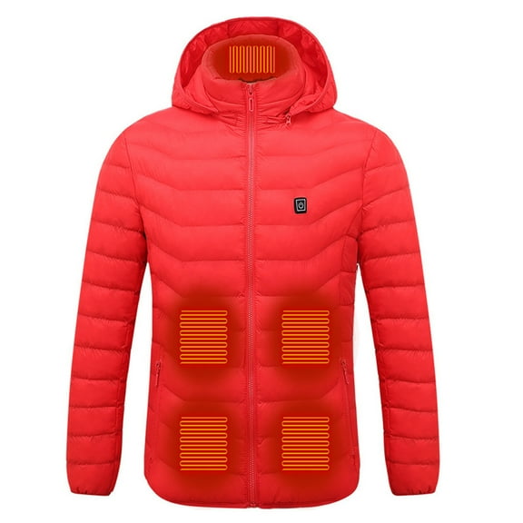 Edvintorg Casual Plus Size Heated Jackets for Men Women Fashion Hooded Usb Electric Heated Coat with 11 Heating Zones Outdoor Outwear