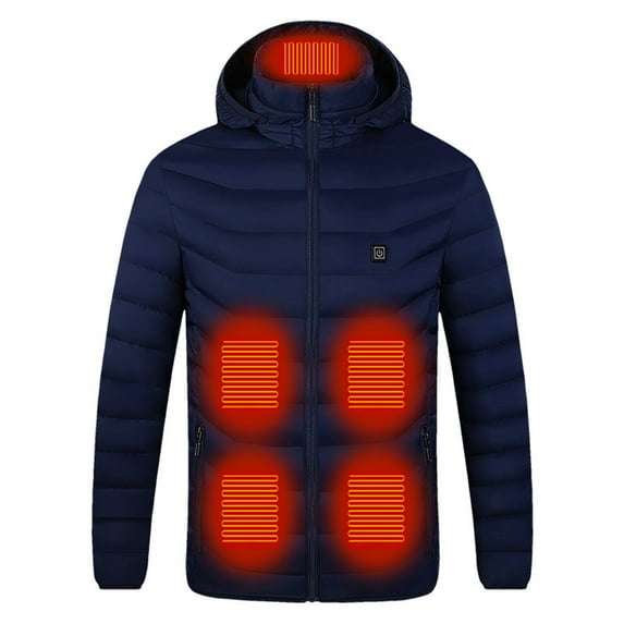 Edvintorg Casual Plus Size Heated Jackets for Men Women Fashion Hooded Usb Electric Heated Coat with 11 Heating Zones Outdoor Outwear
