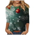 thumbnail image 1 of Enjoytime Christmas Plus Size Tops for Women Printed 3/4 Sleeve Shirts Round Neck Christmas Graphic Oversized Shirt Blouses 2024 Winter Clothes, 1 of 5