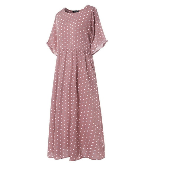 Winter Savings! Enjoytime Summer Dresses for Women 2024 Clearance Plus Size Short Sleeve Long Maxi Dress Boho Loose Flowy Women's Casual Dresses Clothes