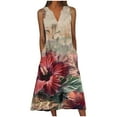 thumbnail image 1 of Enjoytime Summer Dresses for Women 2025 Trendy Fashion Button Down Dress with Pocket V Neck Sleeveless Floral Printed Flowy Comfy Dresses for Women, 1 of 5