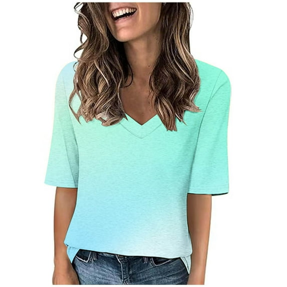Enjoytime Tee Shirts for Women Short Sleeve V Neck Tops Tshirts Workwear Dailywear Travel Going Out Tops Plus Size Shirt Tops for Women