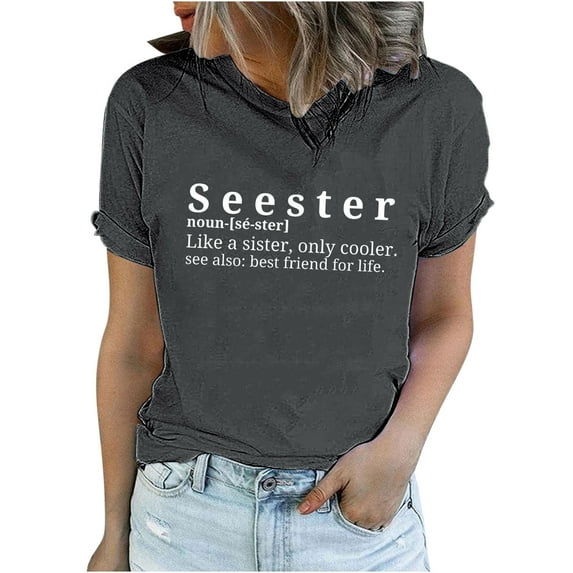 Enjoytime Womens Summer T Shirt Tops Funny Letter Printed Casual Fashion Top Short Sleeve Crewneck Sportwear Workwear Workout Women Plus Size T Shirt