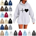 thumbnail image 1 of Hoodies for Women Oversized Solid Color Long Sleeve Fleece Sweatshirt Trendy Pullover Sweaters with Pockets Long Sleeve Tops Blouse Hooded Sweatshirts White S, 1 of 4