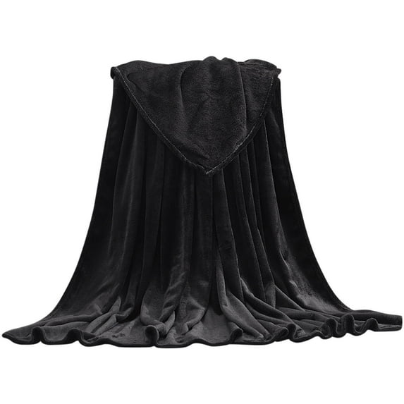 JOGZMZ Super Soft Warm Warm Micro Plush Fleece Blanket Throw Rug Sofa Bedding Black 39.37×55.11Inch