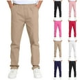 thumbnail image 1 of Loopsun Kids Fall Winter Long Pants, Toddler Uniform Suit Pants, Kids Casual Solid Elastic Waist School Uniform Outside Long Suit Pants Black, 7-8Years, 1 of 4