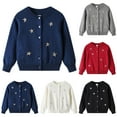 thumbnail image 1 of Loopsun Kids Winter Jackets, Toddler Cardigan Jackets, Toddler Girls Solid Medium Thick Embroidered Flowers Knit Sweater Cardigan Jacket Black, 4-5 Years, 1 of 4