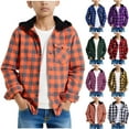thumbnail image 1 of Loopsun Kids Winter Jackets, Toddler Shirt Jackets, Toddler Boys and Girls Casual Button Down Plaid Shirt Long Sleeve Hooded Outerwear Jackets Purple, 5-6 Years, 1 of 5