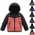 thumbnail image 1 of Loopsun Kids Winter Outwear Coats, Toddler Puffer Jackets, Toddler Boys and Girls Color Block Long Sleeve Hooded Lightweight Warm Down Jackets Black, 8-9 Years, 1 of 1