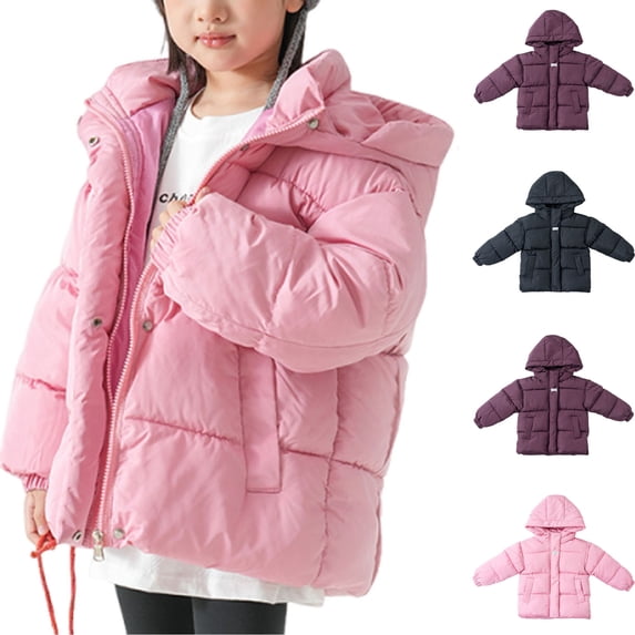 Loopsun Kids Winter Outwear Coats, Toddler Quilted Jackets, Toddler Boys and Girls Mid Length Hooded Thickened Warm Outerwear Jackets Black, 11-12 Years