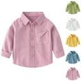 thumbnail image 1 of Loopsun Kids Winter Tops, Toddler Long Sleeve Shirts, Toddler Boys and Girls Casual Solid Long Sleeve Turn Down Collar Shirt White, 4-5Years, 1 of 4