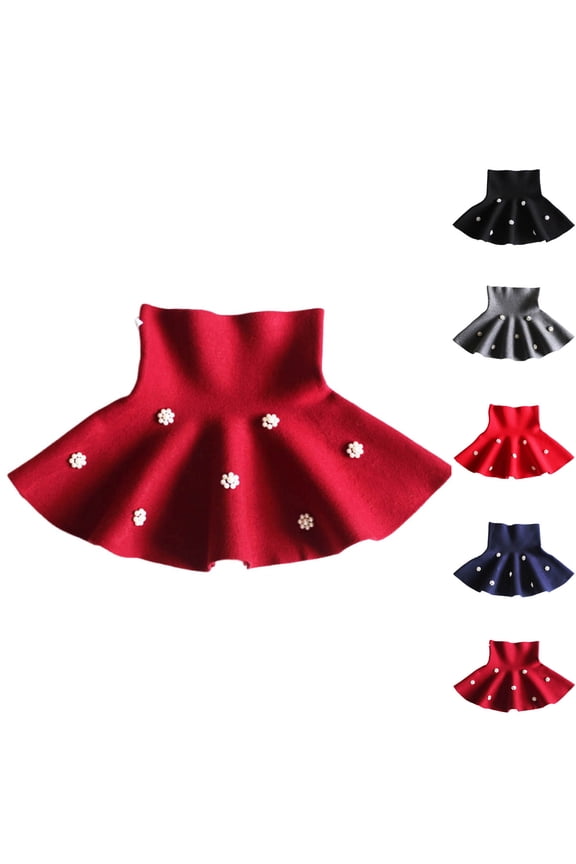 Skirts for Kids, Toddler Girls Pleated Skirts, Children's Winter Fleece Solid Short Pleated Skirt Wine, 8-9Years