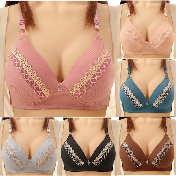 Loopsun Womens Bras Plus Size, Push up Bra for Women, Women's Push Up Breathable Comfortable Everyday Underwear Daily Wireless Bra Pink, XL