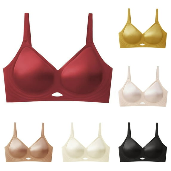 Loopsun Womens Bras Plus Size, Push up Bra for Women, Women's Solid Color Seamless Soft Push Up Comfortable Everyday Underwear Wireless Bra Gold, L