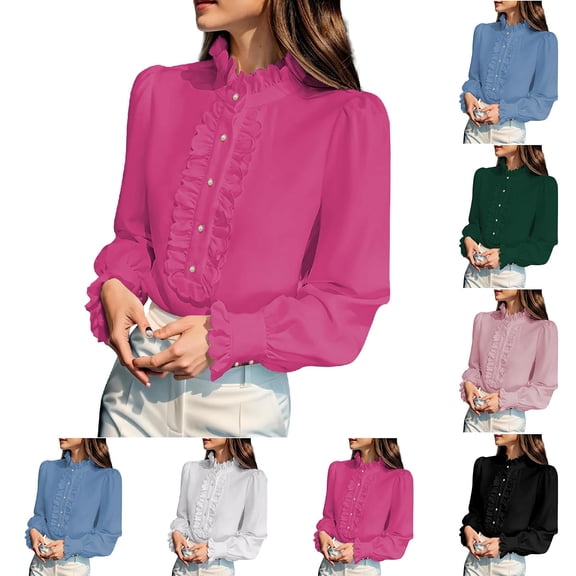 Loopsun Womens Fall Tops, Long Sleeve T Shirts for Women, Women Fashion Casual Round Neck Long Sleeve Knitted Sweater Top Pink, XL