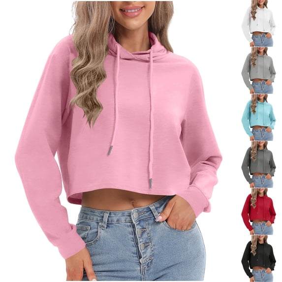 Loopsun Womens Fall Tops, Long Sleeve T Shirts for Women, Women's Fashion Casual Solid Long Sleeve Round Neck Pullover Top Pink, M