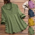 thumbnail image 1 of Loopsun Womens Fall Tops, Long Sleeve T Shirts for Women, Women's Fashion Casual Solid V-Neck Long Sleeve Shirt Button Top Green, XXL, 1 of 5