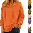 thumbnail image 1 of Loopsun Womens Fall Tops Plus Size, Hooded Sweatshirts for Women, Women Fashion Casual Solid Round Neck Long Sleeve Hoodied Pullover Blouse Tops Gray, XXL, 1 of 3