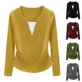 thumbnail image 1 of Loopsun Womens Fall Tops Plus Size, Long Sleeve T Shirts for Women, Women's Fashion Loose V-neck Solid Long Sleeve Blouses Shirts Gray, XXL, 1 of 4