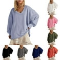 thumbnail image 1 of Loopsun Womens Fall Tops, Sweatshirts for Women, Womens Fashion Casual Solid Long Sleeve V-Neck Sweatshirts Blouse Tops Red, XXL, 1 of 5