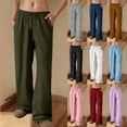thumbnail image 1 of Loopsun Womens Long Pants, Wide Leg Casual Pants for Women, Women Casual Solid Fashion Drawstring Elastic Waist Wide Leg Long Pants with Pockets Red, XL, 1 of 4